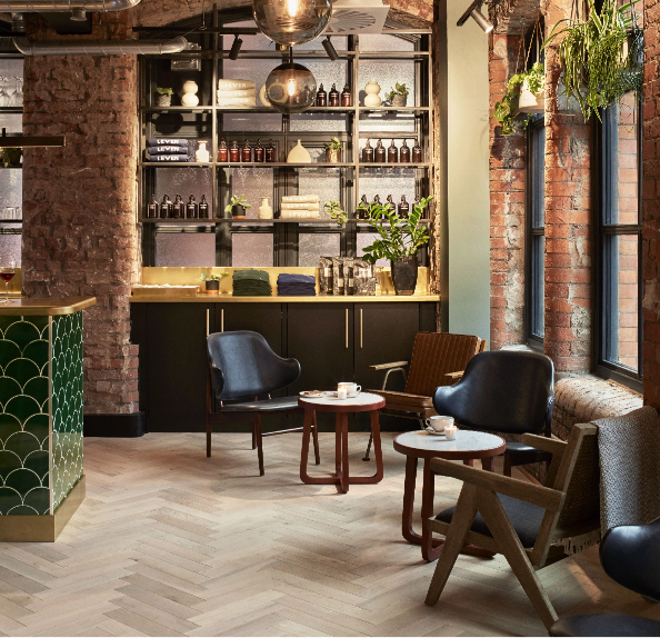 The original LEVEN Manchester lounge with exposed brick and bespoke furnishings